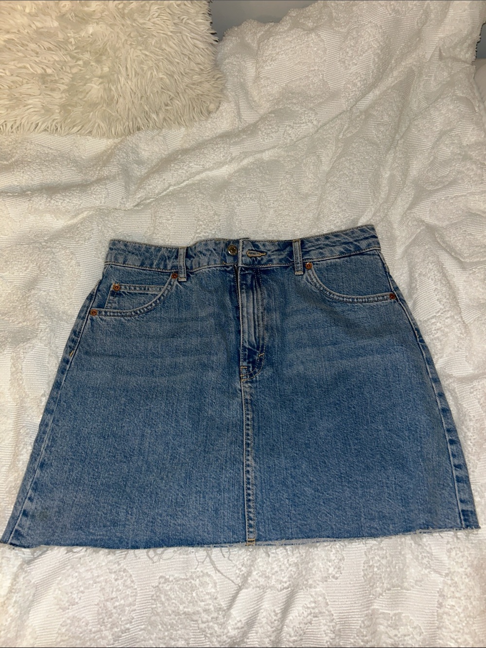 Topshop Denim A-Line Skirt - Blue